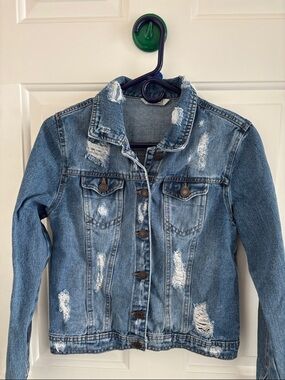 Blu Edit-Distressed Blue Denim Jacket